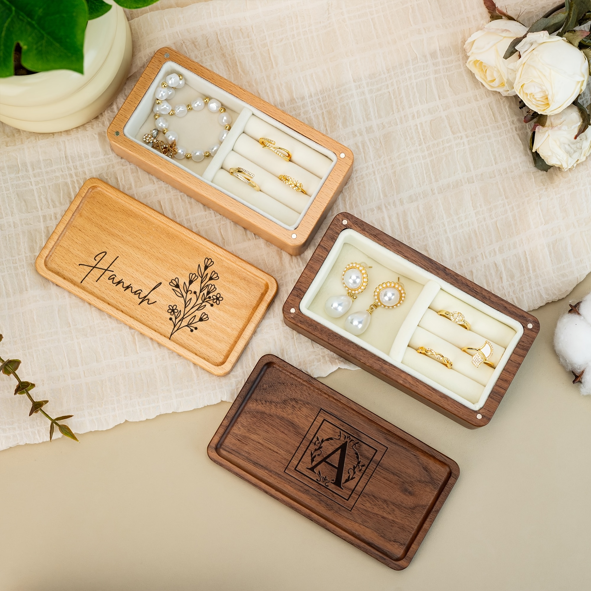 Custom Engraved Name Jewelry Box, Personalized Travel Organizer